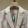 Blazer da uomo Giacca da abito casual da lavoro a maniche lunghe in lino beige primaverile ed estivo