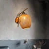 Настенные лампы китайский стиль бамбуковые лампы винтажные железные светильники ротанга для гостиной светильники ресторан