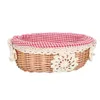 Dinnerware Sets Rattan Storage Basket Woven Baskets Organizer Linen Lining Container Picnic Vegetable Hand Holder