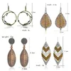 Dangle Earrings Vintage Bronze Leaf Flower Series Hollow Maple Wreath Carved Wooden Beaded Rhinestone Wing Charm Bohemian