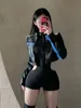 Temel gündelik elbiseler ince kesim düzensiz bodysuit kız yaz bodycon y2k elbise seksi elbise vintage kadın giyim mini elbise 230704