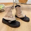 Boots Explosive pantyhose boots female summer clip toe sandals denim niche peep toe pants tube muffin bottom cool 230703