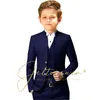 スーツベージュ男の子のスーツフォーマルウェアスタンドカラー子供服結婚式タキシードパーティー子供スーツ少年ブレザーセットジャケット + パンツ + ベスト HKD230704