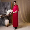 Vestuário étnico Chegada Masculino Cheongsam Estilo Chinês Traje O Noivo Vestido Jaqueta Vestido Longo Casamento Tradicional Homens