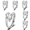 925 Sterling Zilver Geometrische Knuffel Letters Ringen Voor Vrouwen Mannen Eenvoudige Koreaanse Mode Open Verstelbare Handgemaakte Ring Paar Geschenken
