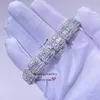 Joyería de diseñador Pulsera de tenis en racimo de diamantes de moissanita Vvs con corte baguette helado para hombre en oro blanco de 13 mm