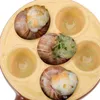 Dinnerware Sets Snail Dish Grill Pan Escargot Plate White Ceramic Pot 6 Holes Plates Handle Fondue Set Egg Serving Dishes Steamed Tray