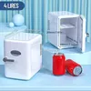 Mini réfrigérateur, 4 litres/6 cannettes portables et réfrigérateur personnel plus chaud pour cadeau, soins de la peau, boissons, Hom