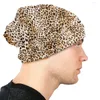 Boinas Emplumadas Padrão Leopardo Boné Chapéus Tricô Cool Outdoor Skullies Gorros Chapéu Masculino Feminino Mola Cabeça Wrap Cap