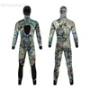 Wetsuits Drysuits Wetsuit Camuflagem Masculina Manga Longa Fissão com Capuz 2 Peças de Neoprene Submersível Para Homens Mantenha-se Quente Fato de Mergulho Impermeável HKD230704