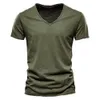Women s T Shirt Summer V neck T shirt Men 100 Combed Cotton Solid Short Sleeve T Shirt Fitness Undershirt Male Tops Tees 230704