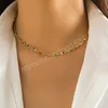 Bunte Sqaure Zirkon Kristall Schlüsselbein Kette Halskette Braut Boho Einfache Kurze Choker Y2K Schmuck Zubehör für Frauen