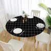 테이블 천 방수 둥근 테이블 커버 탄성 잎 프린트 식탁보 줄무늬 오일 방지 스트레치 보호기 홈 키친 장식 x0704