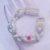 Designersmycken Ny design Modestil Sparkly Iced Out Rapper Smycken 15 mm VVS1 Baguette Moissanite Evil Eyes armband