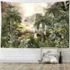 Tapisserier Tropiska växter Tapestry Forest Illustration Wall Hanging Style Coconut Tree Mandala Home Decor