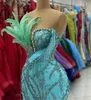 Aso Ebi Sequined Кружевая русалка платье PROM CRISTALS Вечернее формальное вечеринка второй прием к день рождения подружки невесты.