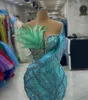 Aso Ebi Sequined Кружевая русалка платье PROM CRISTALS Вечернее формальное вечеринка второй прием к день рождения подружки невесты.