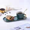 Mugs YJBD European Coffee Cup And Saucer Set Creative Spoon Home Flower Tea Ceramic Gifts