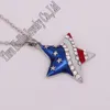 Pendant Necklaces Rhodium Plated Zinc Studded With Sparkling Crystal American Flag Star Pentagram Necklace