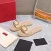 Klinknagel muilezels geweven pantoffels dia's sandalen platte hakken dames luxe ontwerpers espadrilles zool mode casual schoenen fabrieksschoeisel maat 35-41 met doos