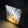애니메이션 kimetsu no yaiba 페인팅 디자인 3D 야간 조명 LED 3 색 나무 사진 프레임 조명 침실 장식 램프 Agatsuma Zenitsu HKD230704