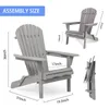 Mobilier de camping 2 pièces chaise de jardin pliante en bois jardin extérieur bois Adirondack piscine pelouse chaises d'arrière-cour gris