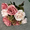 Flores decorativas 11 ramos de seda artificial buquês de rosas para casamento buquê de noiva festa em casa decoração de mesa de jantar