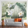 Tapisserier Lotus Flower Tapestry Abstrakt Akvarell Floral Tapelestries vardagsrum sovrum vägg hängande trasa för heminredning väggfilt