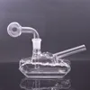 Atacado TANK Shape Glass Oil Burner Bong Water Pipes Hookah Thick Heady Recelyer Ash Catcher Rigs com Glass Oil Burner Pipes 14mm Joint
