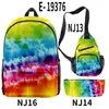 Éléments personnalisés tie-dye impression couleur numérique 3D sac à bandoulière sac à bandoulière sac à crayons trois ensembles 0708-111