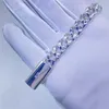 Projektant biżuterii niestandardowe 10mm Hiphop 925 Sterling Silver ręcznie Prong ustawienie Iced Out D Moissanite diament kubański Link Chain bransoletka
