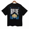 RH Designers de verão masculino rhudes t camisetas gráficas femininas de grife de grife