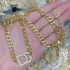 Золото-толстая цепная буква D Золото-ожерелье браслет женский хип-хоп Клавиц-цепный свитер подарка по случаю дня рождения подарка HDS4 --01