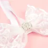 Accessori per capelli Born Pearl Diamond White Headband Lace Bow Baby Girls Wide Bowknot Turbante Fasce Infatil Po Prop Copricapo