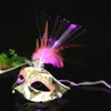 10pcs Led Glow Flash Light Up Feather Masquerades Venetian Masks Costumes Birthday Wedding Party Costume Halloween Christmas L230704