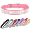 Rhinestone Dog Collar Cute Dazzling Sparkling Soft Suede Leather Dog Cat Collar Crystal Diamond Pet Puppy Collar