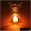 Candle Holders Angel Glass Candlestick Crystal Hanging Tea Light Holder Home Decor House Drop Delivery Garden Dh5R6