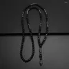 Colliers pendentifs Perles d'espacement en hématite obsidienne noire mate avec tête de vieil homme et collier en Y en pierre d'oeil de tigre