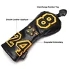 Black PU Leather Sports KB Number 8 24 Golf Club Headcover Driver FW Fairway Wood Hybird Covers