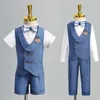 Costumes Enfant Formelle Gilet Costume Ensemble Garçon Été Automne Mariage Bébé Premier Anniversaire Piano Performance Costume Enfants Gilet Shorts VêtementsHKD230704