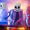 Festiwal muzyki DJ maska na Halloween rekwizyty maska na całą głowę kostiumy na Halloween Cosplay z migającym stylem Glow Marshmello maska LED L230704