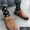 Chaussettes pour hommes Mens Match-Up Skl and Crossbones Patterned Cotton Blend Dress Drop Delivery Apparel Underwear Dhsup