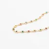 Colorful Sqaure Zircon Crystal Clavicle Chain Necklace Bridal Boho Simple Short Choker Y2K Jewelry Accessories for Women