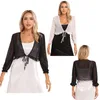 Damenjacken Solide Lace Up Cardigan Frauen Sommer Rüschenbesatz Sheer Shrug Top Casual Langarm Sonnencreme Chiffon Bolero Kurzjacke