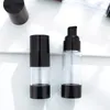 15ml 30ml 50MLClassic Black Vacuum Airless Pump Bottle Cosmetic Essence Oil Lotion imballaggio Bottiglia riutilizzabile F2017486 Qqbpa