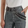 Ceintures femmes gothique Punk taille ceinture chaîne mode métal cercle anneau conception argent boucle ardillon PU cuir noir ceinture jean