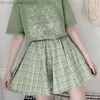 Skirts Japan Mori Plaid Women Summer High Waist Sweet Mini Ruffles Female Aline Harajuku Skirt Pink dent 2xl Z230704