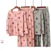 Dames Nachtkleding Dames Katoenen Pyjama Hoge Kwaliteit Cartoon Afdrukken Chique Vrije tijd Thuis Kleding Lente Lange Mouw Broek Set