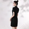 エスニック服 2023 夏の女性のミニ袍セクシーなスリムドレス中国ガールデイリードレス Vestidos ヴィンテージレディースステージショーチャイナ袍
