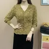 Damenjacken Frauen Kleidung 2023 Mode beiläufige dünne einfarbige Frühlings-Herbst-dünne V-Ausschnitt-Blusen-Knopf-Druck-lange Hülsen-elegante